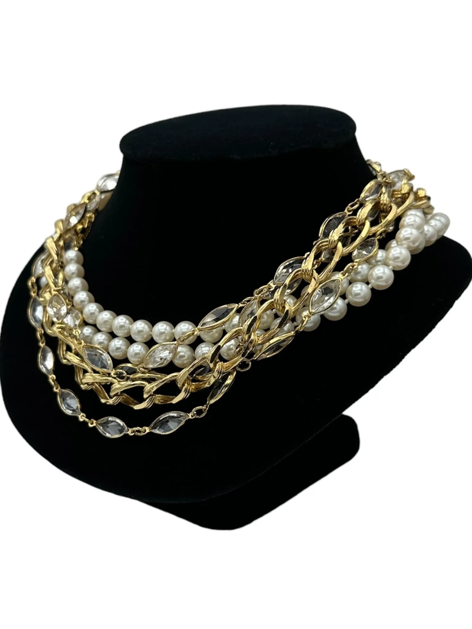 Pearl, Crystal & Gold Chain Vintage Jewelry Curated Collection