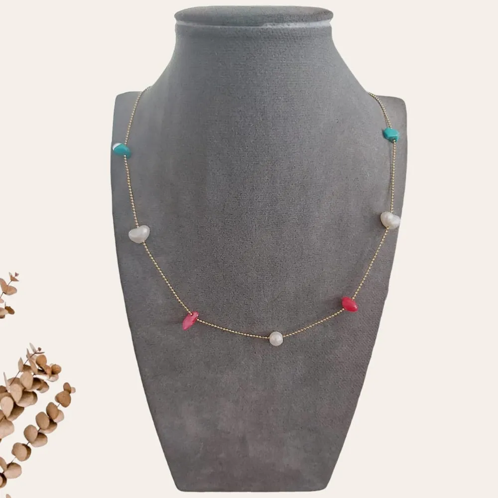 Pearl Crystal Gold Chain Necklace