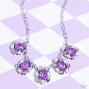 Pearly Pond - Purple - Pearl and Iridescent Rhinestone Paparazzi Short Necklace