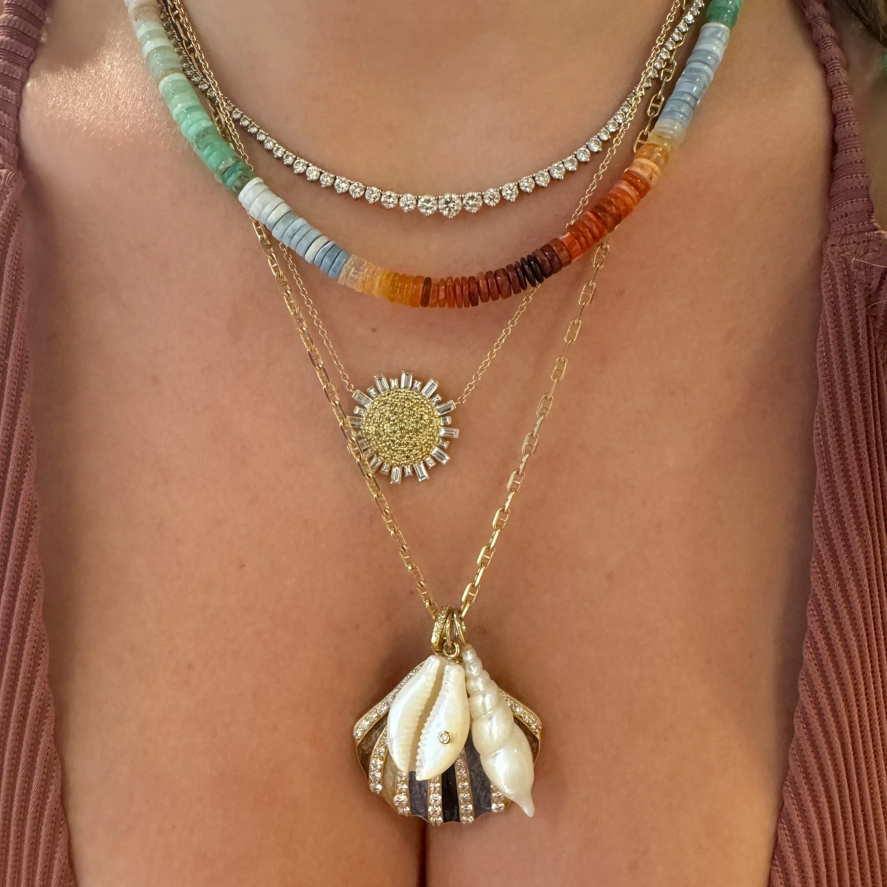 Peruvian Opal Disk Bead Necklace