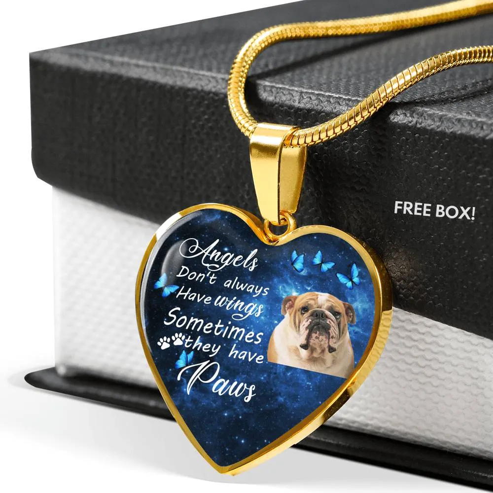 Pet Memorial Necklace, Dog Remembrance Necklace,  Bulldog