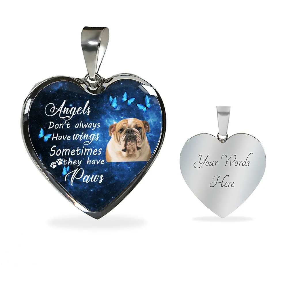 Pet Memorial Necklace, Dog Remembrance Necklace,  Bulldog