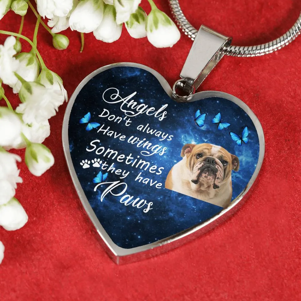 Pet Memorial Necklace, Dog Remembrance Necklace,  Bulldog