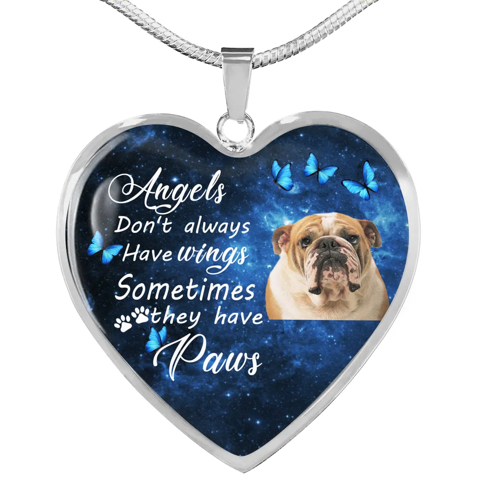 Pet Memorial Necklace, Dog Remembrance Necklace,  Bulldog