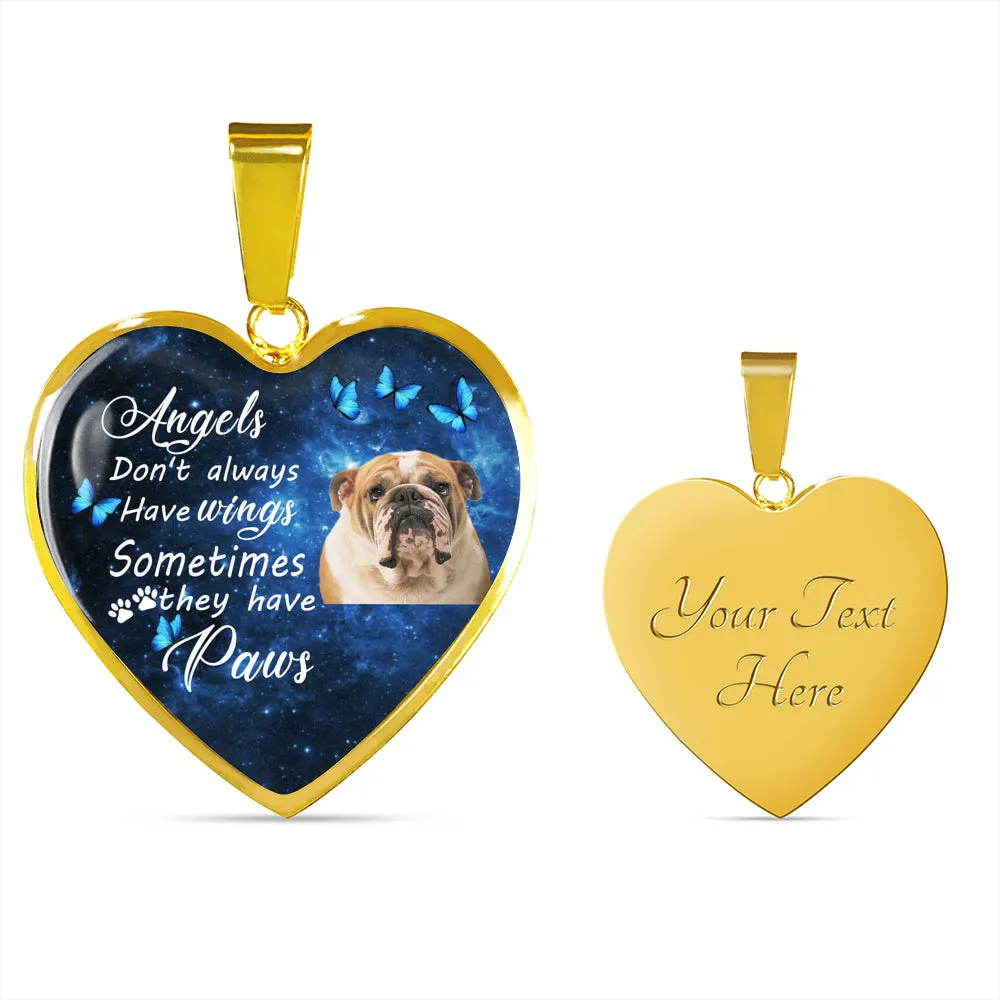 Pet Memorial Necklace, Dog Remembrance Necklace,  Bulldog