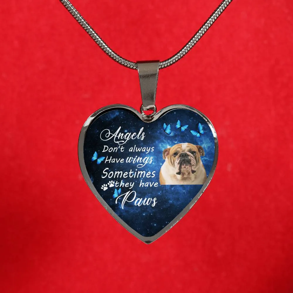 Pet Memorial Necklace, Dog Remembrance Necklace,  Bulldog