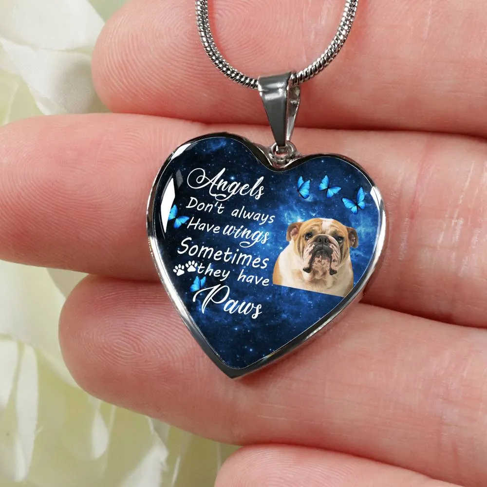 Pet Memorial Necklace, Dog Remembrance Necklace,  Bulldog