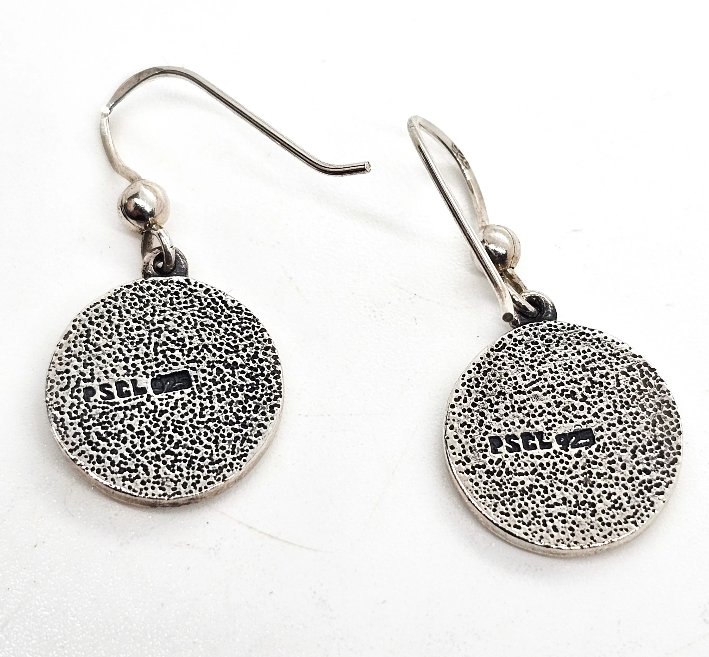 Peter Stone Om Awakening the Sacred Mantra signed PSCL drop sterling silver earrings