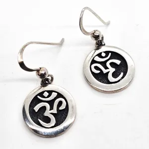 Peter Stone Om Awakening the Sacred Mantra signed PSCL drop sterling silver earrings