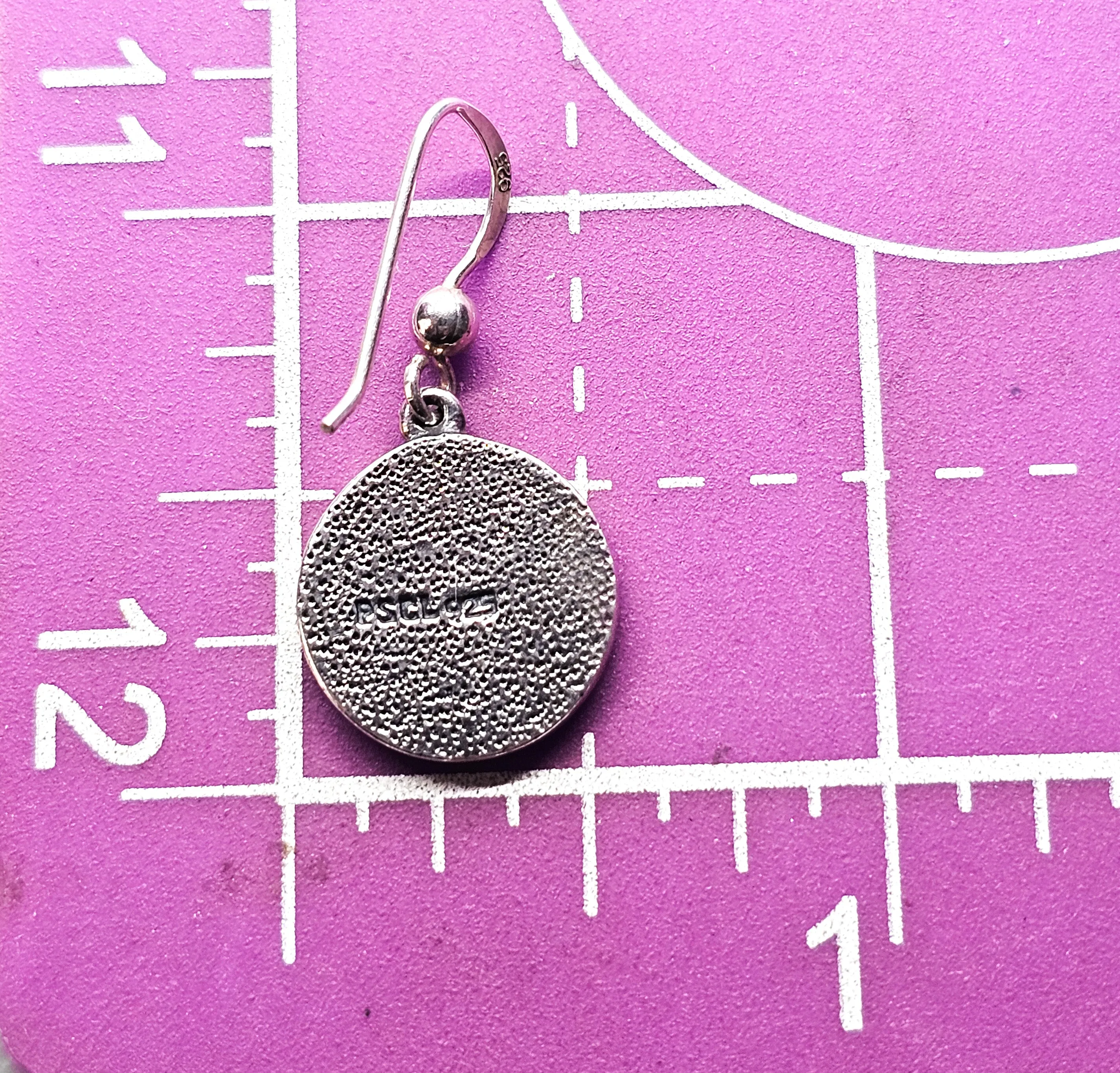 Peter Stone Om Awakening the Sacred Mantra signed PSCL drop sterling silver earrings