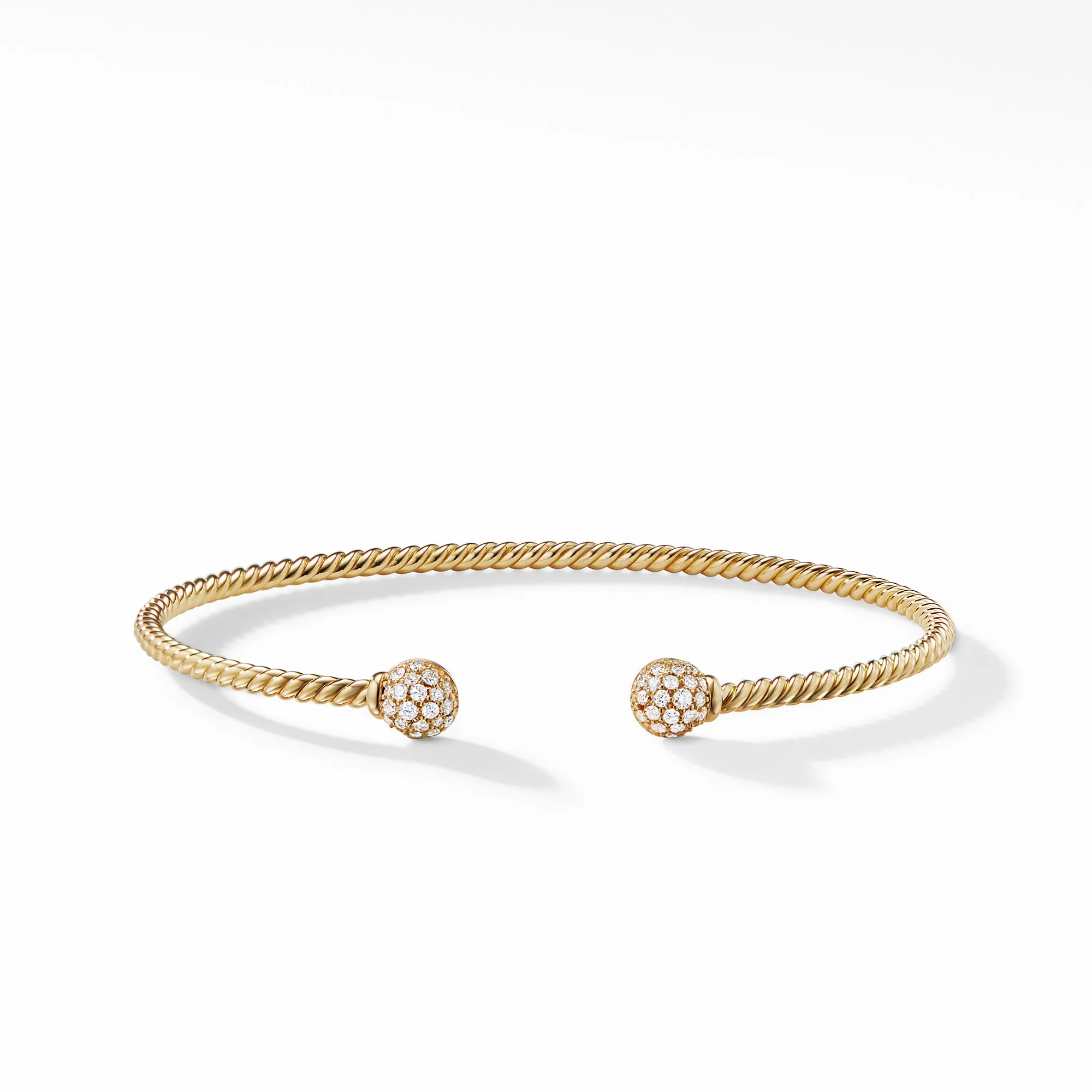Petite Solari Bead Bracelet with Diamonds in 18K Gold, Size Medium