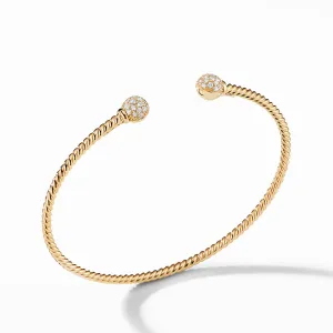 Petite Solari Bead Bracelet with Diamonds in 18K Gold, Size Medium
