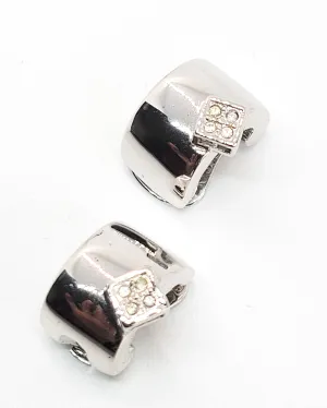 Pierre Lang Abstract Clear rhinestone chaton silver toned vintage clip on earrings