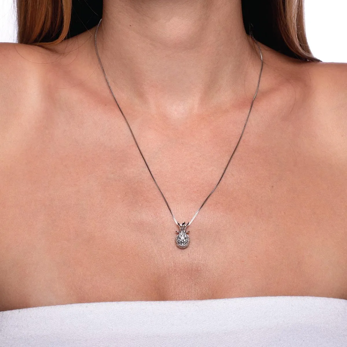 Pina Colada | .925 Sterling Silver | Crystal Pineapple Infinity Clasp Necklace