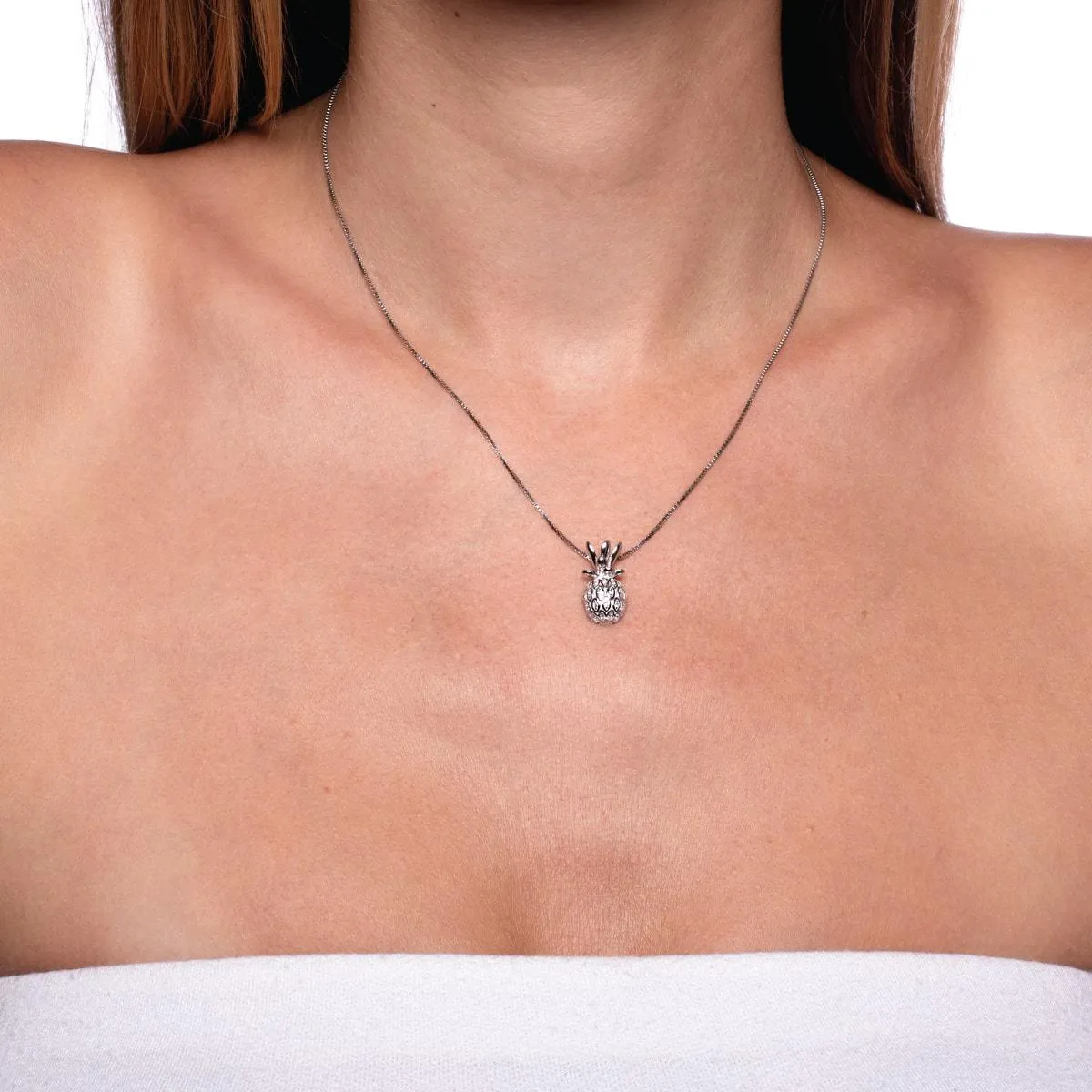 Pina Colada | .925 Sterling Silver | Crystal Pineapple Infinity Clasp Necklace
