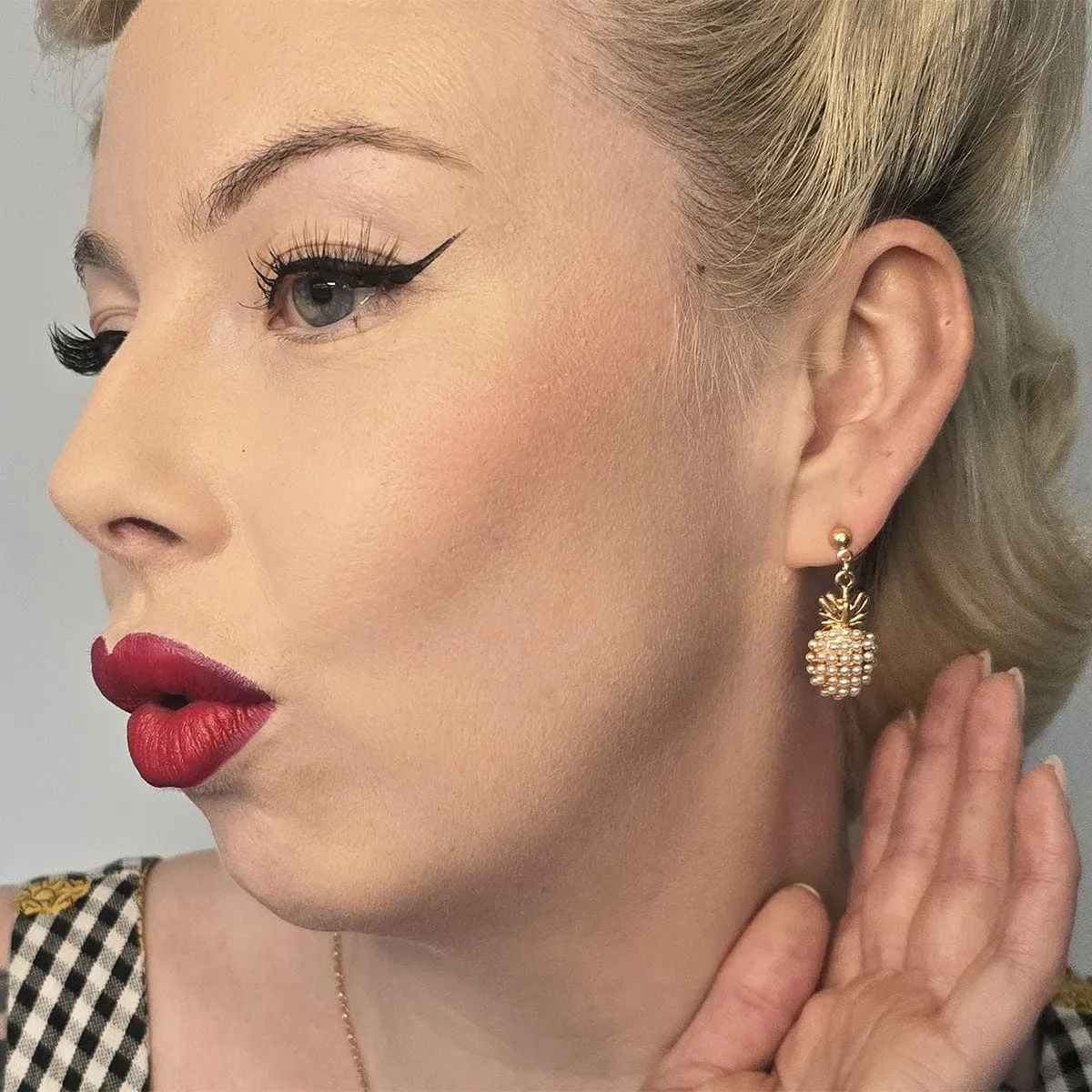Pineapple Earrings: Pearl Drop Earrings