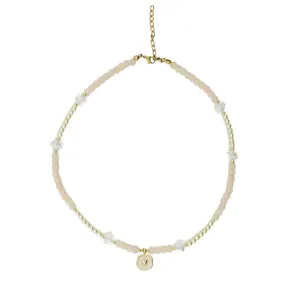Pink Beaded Heart Choker