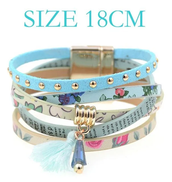 pink leather bracelet women charm bracelets 2016 BOHO style Bohemian bracelets&bangles gift bracelets for women manchette
