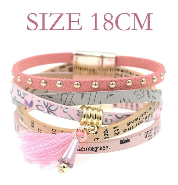 pink leather bracelet women charm bracelets 2016 BOHO style Bohemian bracelets&bangles gift bracelets for women manchette