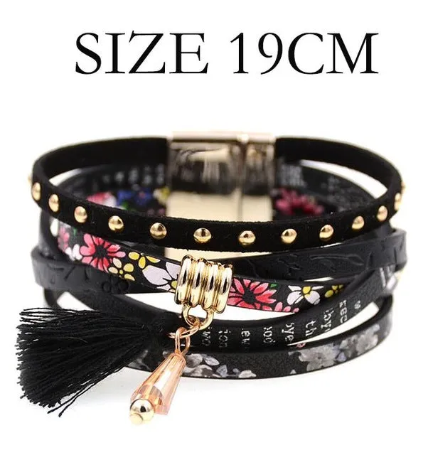 pink leather bracelet women charm bracelets 2016 BOHO style Bohemian bracelets&bangles gift bracelets for women manchette