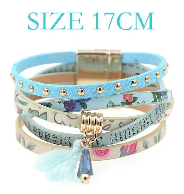 pink leather bracelet women charm bracelets 2016 BOHO style Bohemian bracelets&bangles gift bracelets for women manchette