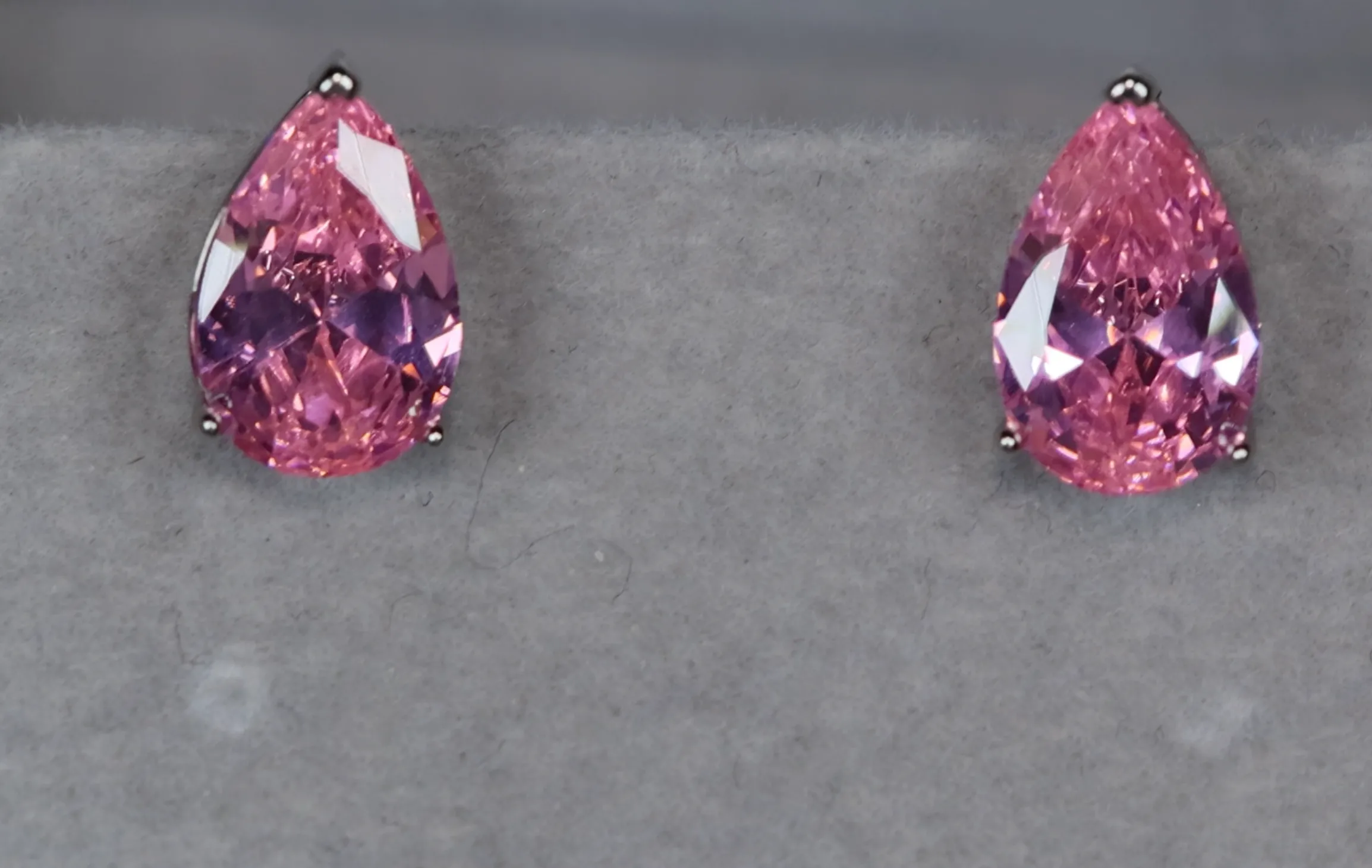 Pink Pear Cut Diamond Ear Studs | Pink Diamond Earrings