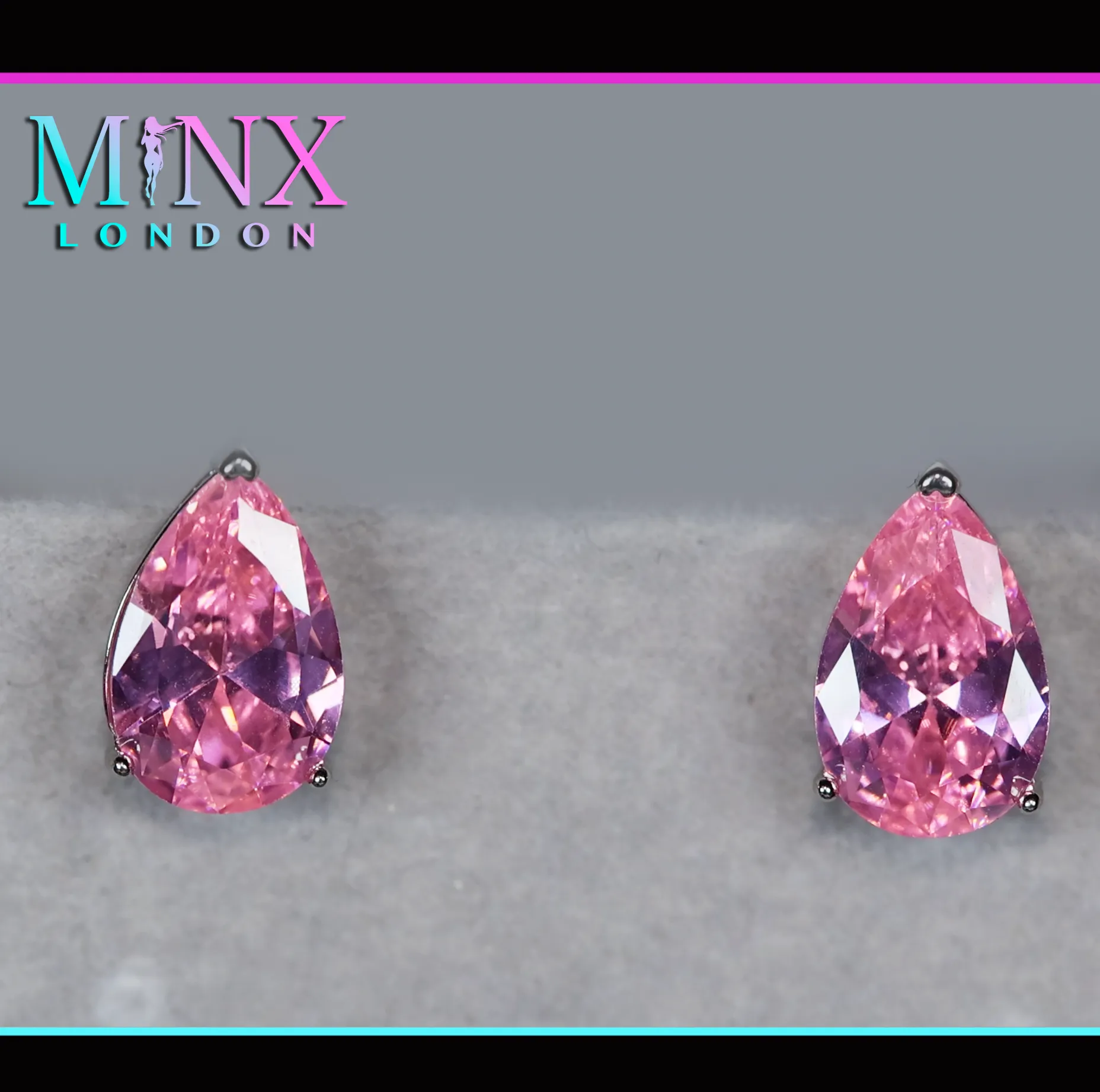 Pink Pear Cut Diamond Ear Studs | Pink Diamond Earrings