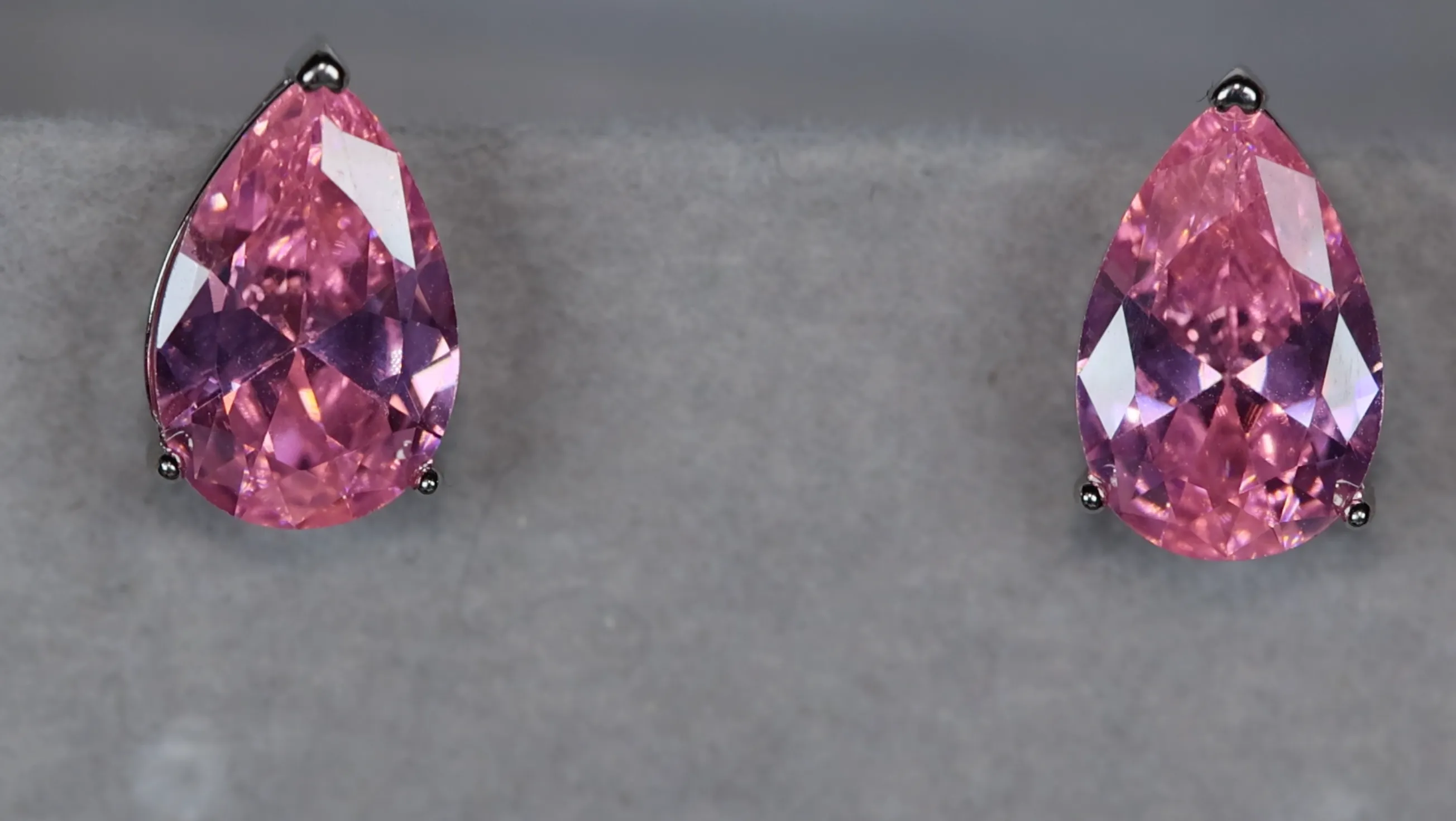 Pink Pear Cut Diamond Ear Studs | Pink Diamond Earrings