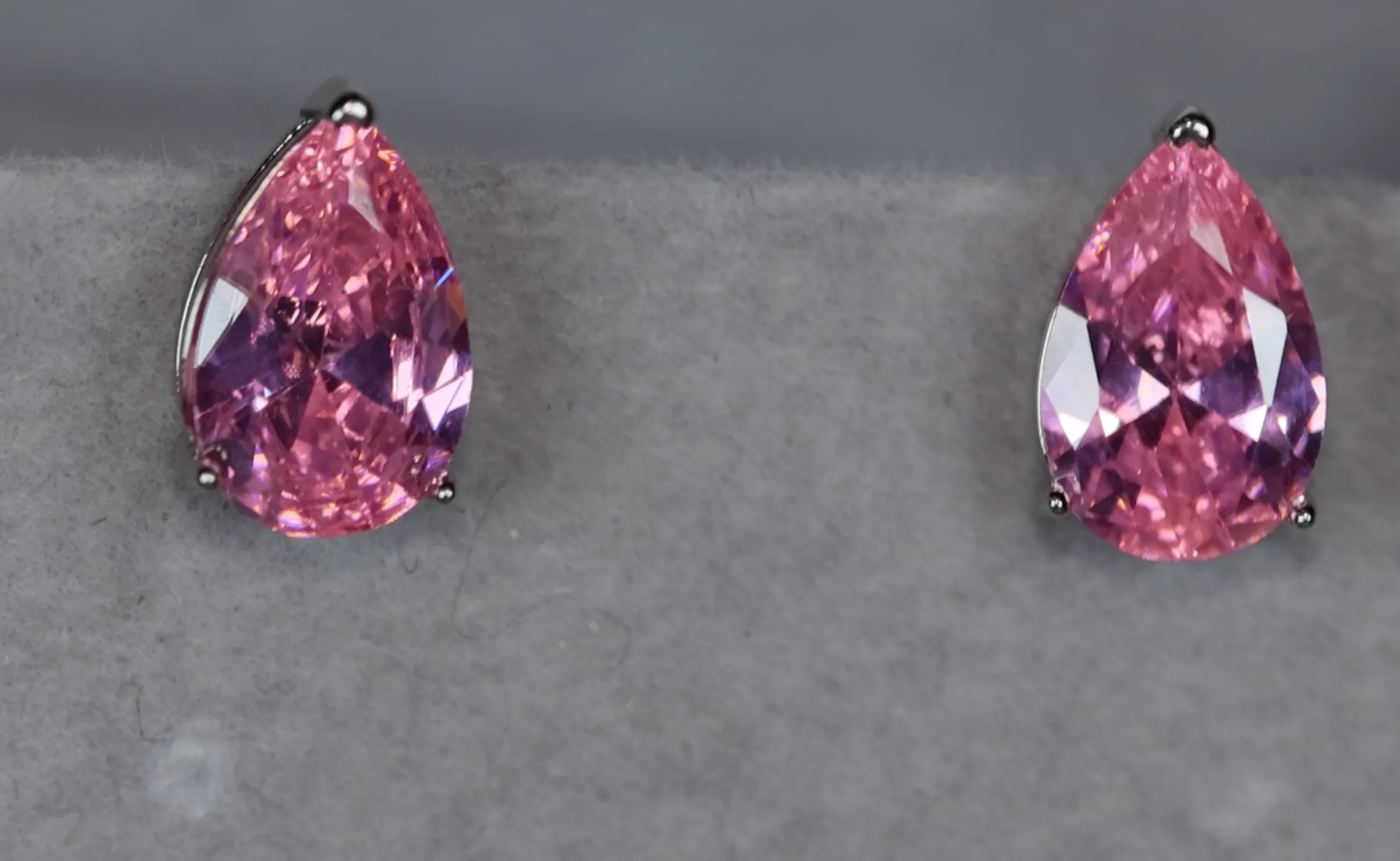 Pink Pear Cut Diamond Ear Studs | Pink Diamond Earrings