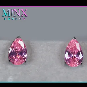 Pink Pear Cut Diamond Ear Studs | Pink Diamond Earrings