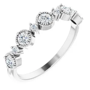 Platinum 1/3 CTW Natural Diamond Beaded Halo Anniversary Band