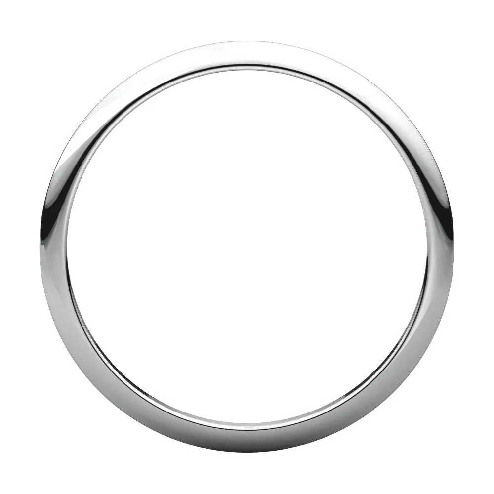 Platinum 1.5mm Half Round Band, Size 4