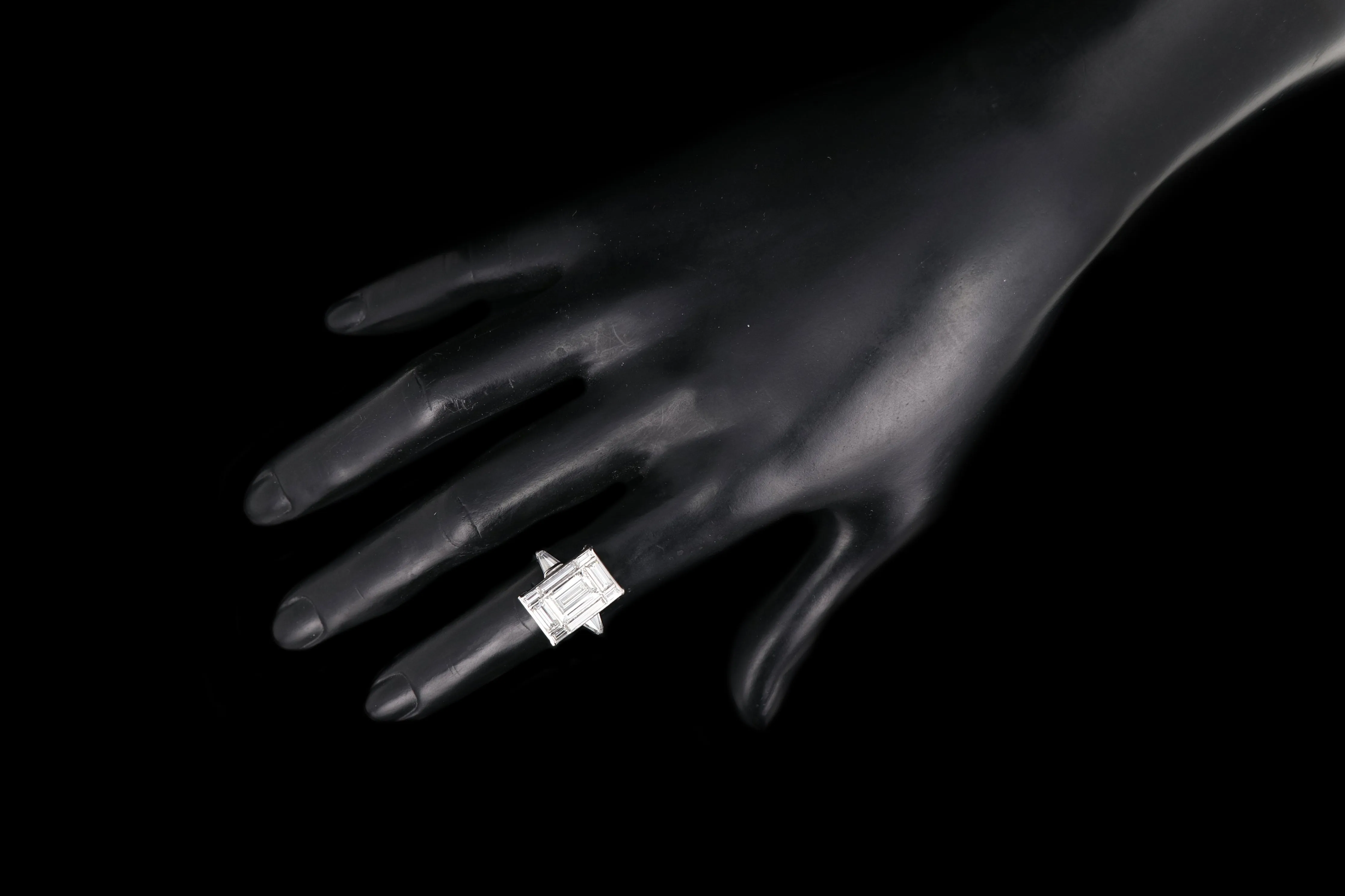 Platinum 1.7 CTR Baguette Diamond 3.45 CTW Engagement Ring