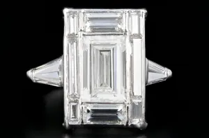 Platinum 1.7 CTR Baguette Diamond 3.45 CTW Engagement Ring