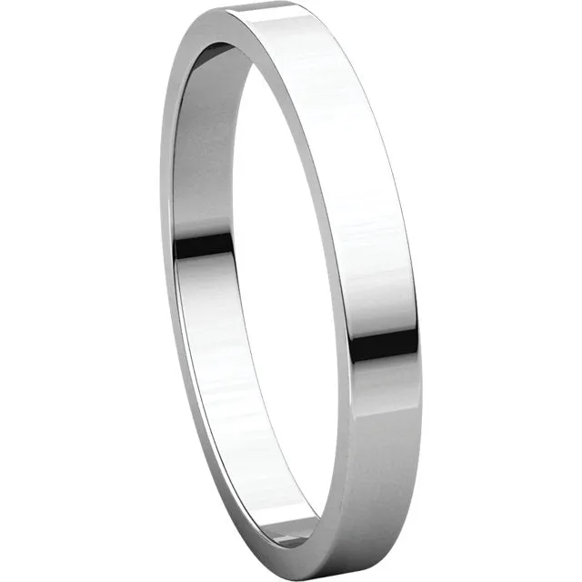 Platinum 2.5mm Flat Band, Size 6