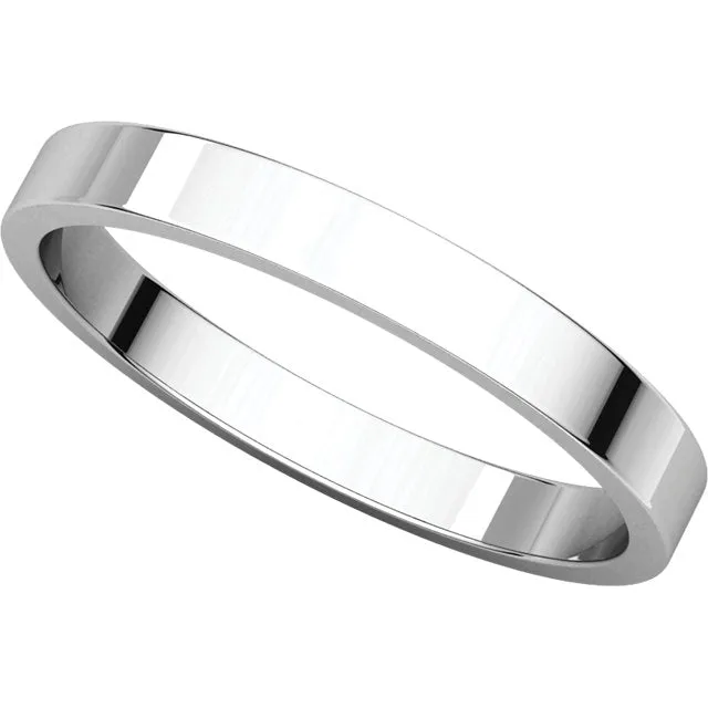 Platinum 2.5mm Flat Band, Size 6
