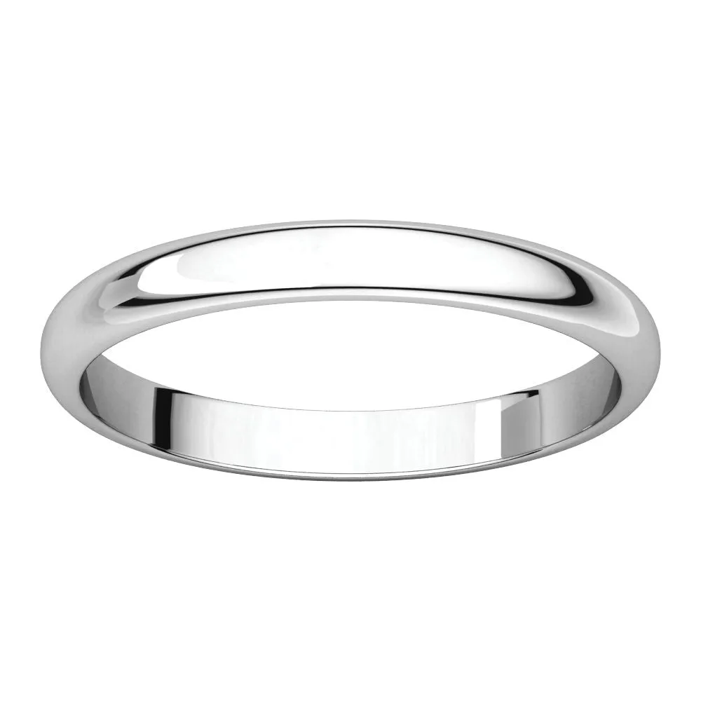 Platinum 2.5mm Half Round Band, Size 7