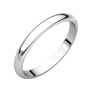 Platinum 2.5mm Half Round Band, Size 7