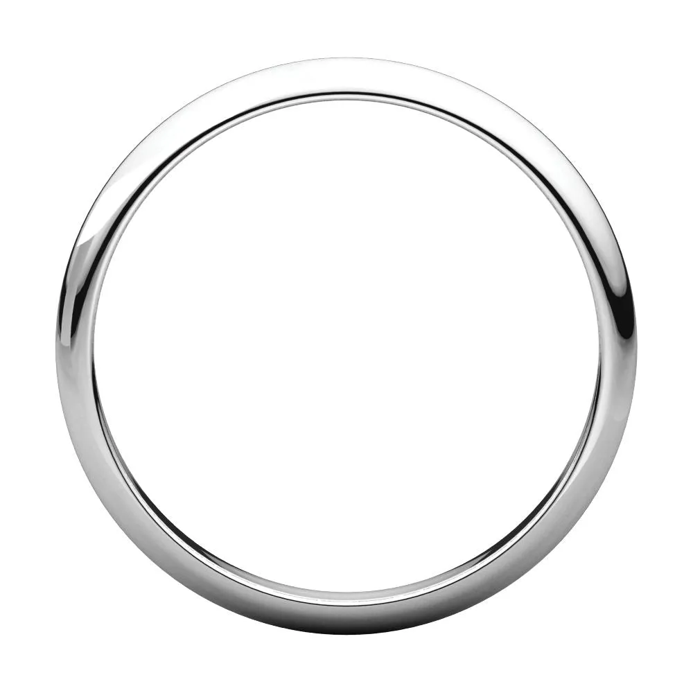 Platinum 2.5mm Half Round Band, Size 7