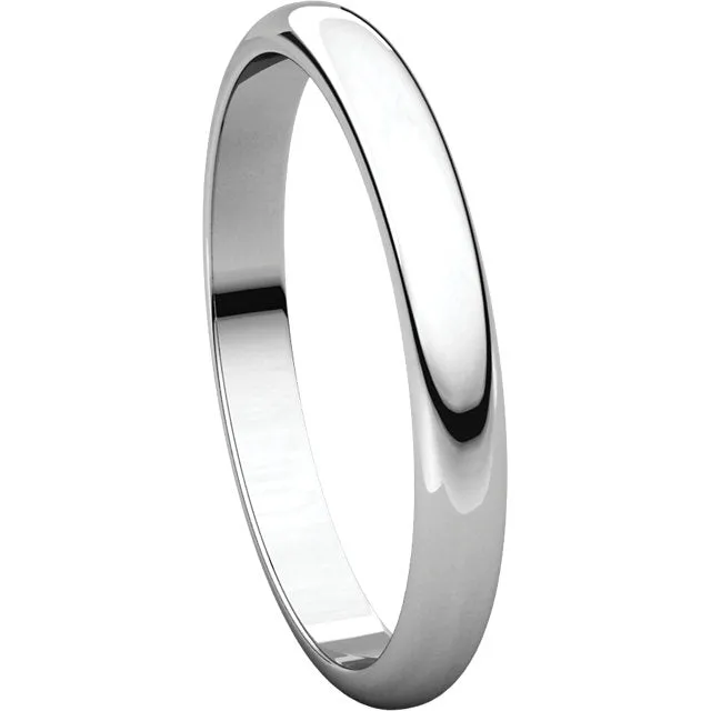 Platinum 2.5mm Half Round Band, Size 7