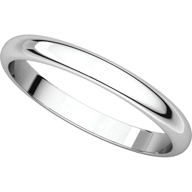 Platinum 2.5mm Half Round Band, Size 7