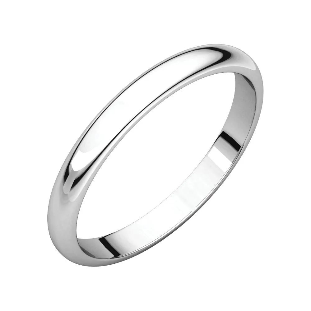 Platinum 2.5mm Half Round Band, Size 7