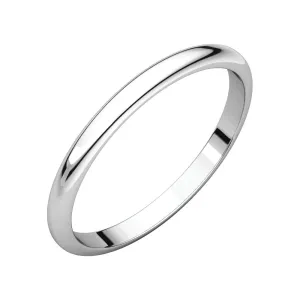 Platinum 2mm Half Round Band, Size 5.5