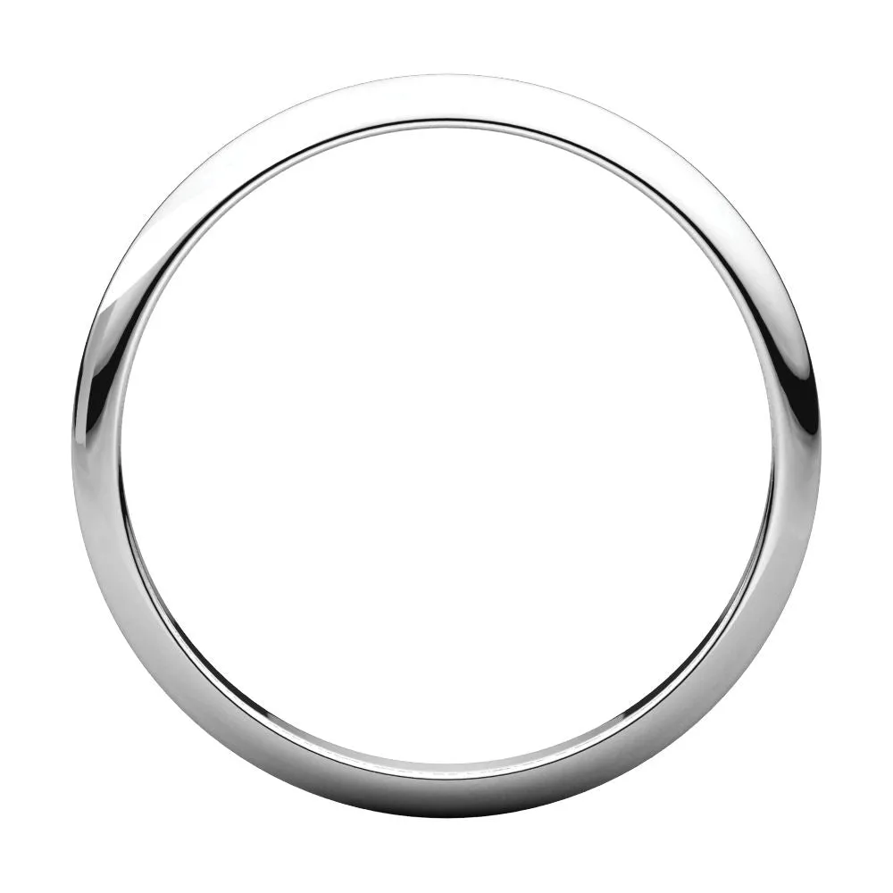 Platinum 2mm Half Round Band, Size 5.5