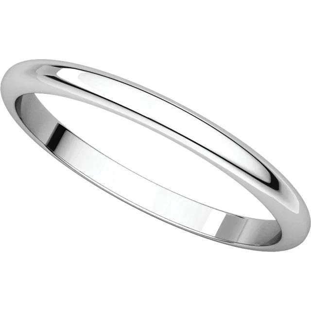 Platinum 2mm Half Round Band, Size 5.5