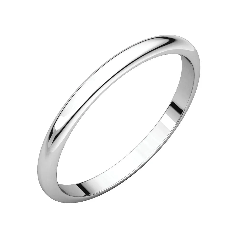 Platinum 2mm Half Round Band, Size 5.5