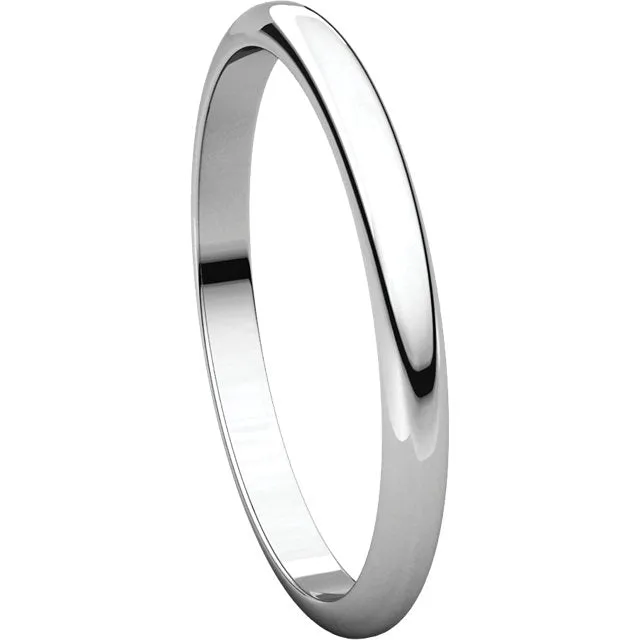 Platinum 2mm Half Round Band, Size 5.5