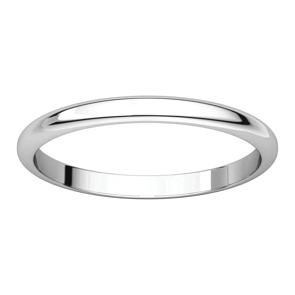 Platinum 2mm Half Round Band, Size 5.5
