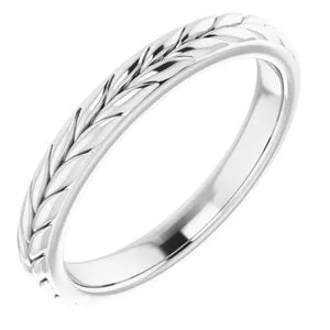 Platinum 3 mm Leaf Band Size 7