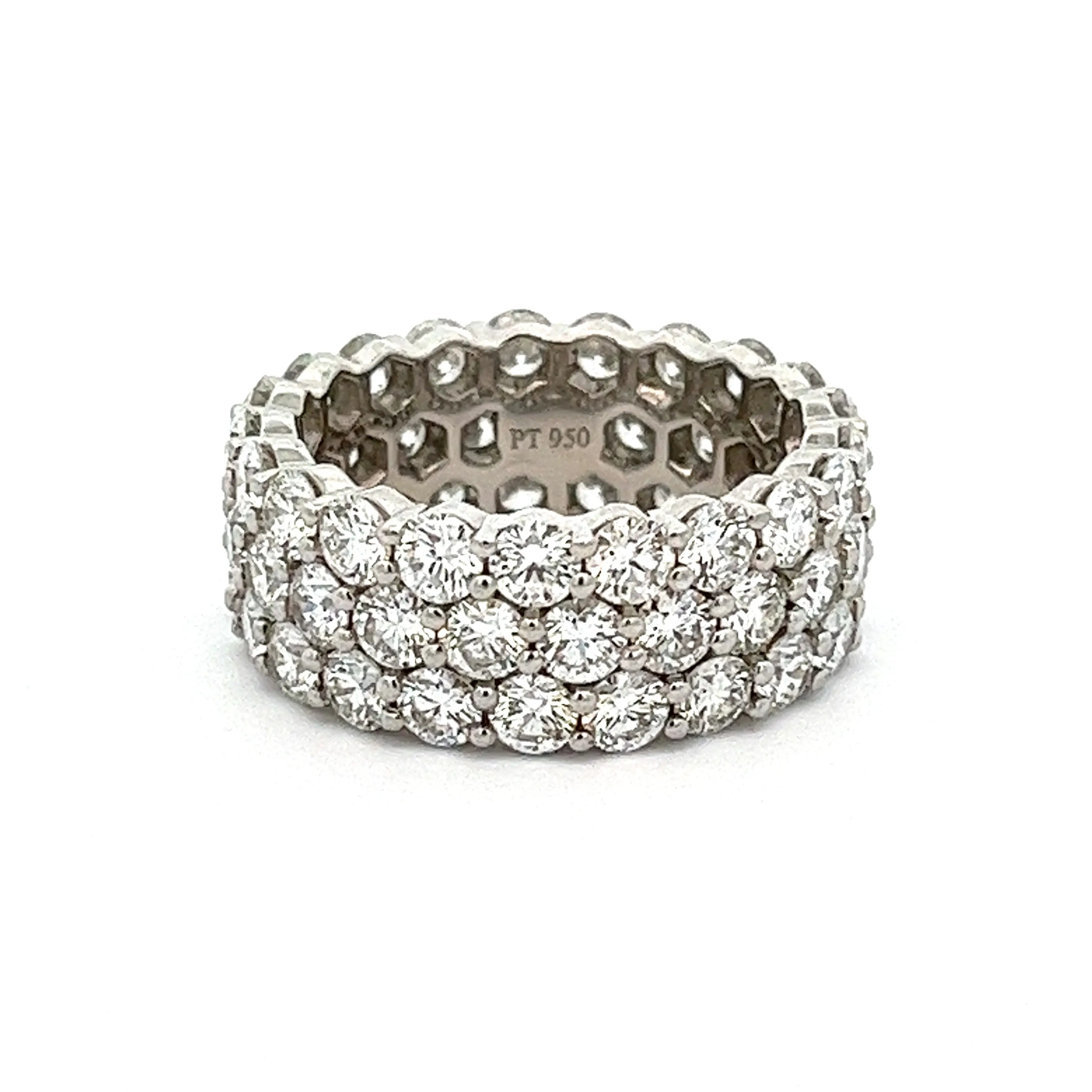 Platinum 3 Row Honeycomb Diamond Band- 6.82ctw